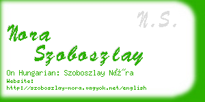 nora szoboszlay business card